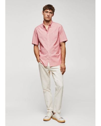 Mango Regular Fit 100% Cotton Shirt - Pink