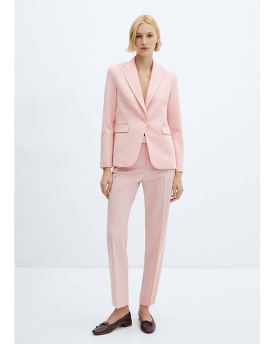Mango Straight Suit Trousers Pastel - Pink