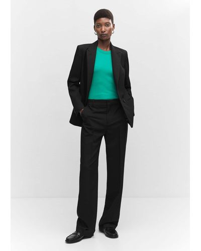 Mango Straight Suit Trousers - Black