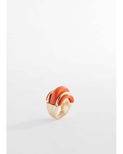 Mango Volume Design Ring Coral - White