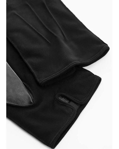 Mango Suede Leather Gloves With Wool Lining - Black
