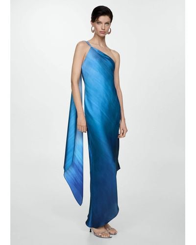 Mango Asymmetrical Gradient Dress - Blue