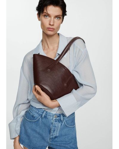 Mango Leather-effect Shopper Bag - Brown