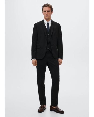 Mango Super Slim Fit Suit Gilet - Black