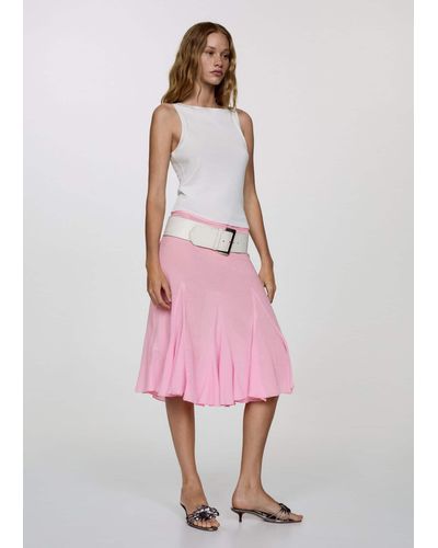 Mango Asymmetric Ruffled Skirt Pastel - Pink