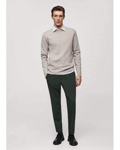 Mango Slim Fit Stretch Trousers Dark - Grey