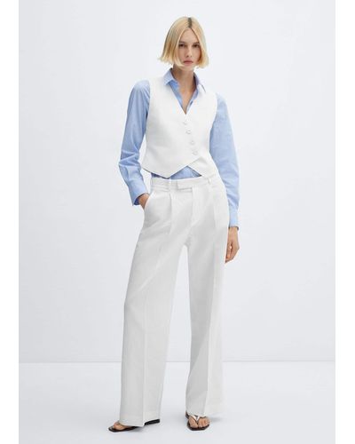 Mango Waistcoat Suit Cross Buttons - White