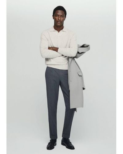 Mango 100% Cashmere Knitted Polo Shirt Light/pastel - Grey