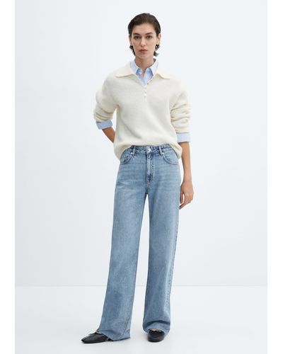 Mango Wideleg Mid-rise Jeans Medium - Blue
