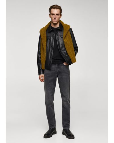 Mango Faux Leather Jacket With Pockets - Black