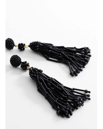 Mango Long Crystal Earrings - Black