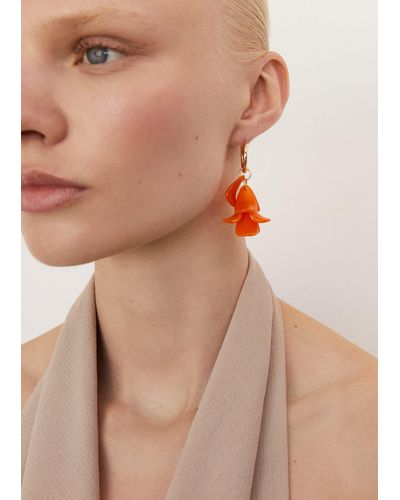 Mango Beaded Pendant Earrings - Natural