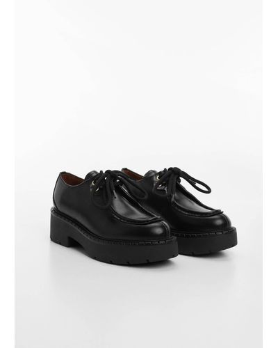 Mango Lace-up Leather Shoes - Black