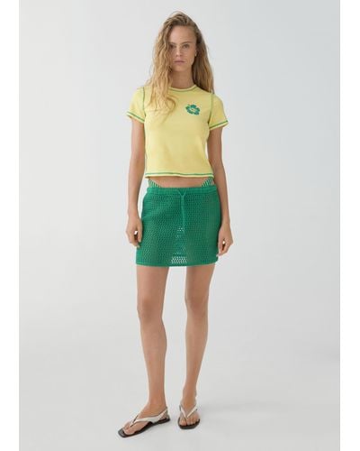 Mango Crochet Mini Skirt Pastel - Green