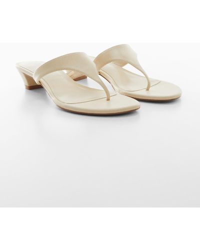 Mango Kitten-heel Leather Sandal - White