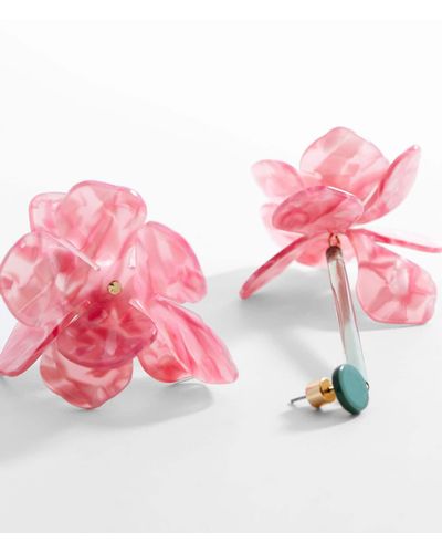 Mango Flower Pendant Earrings Pastel - Pink