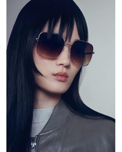 Mango Square Metallic Frame Sunglasses - White