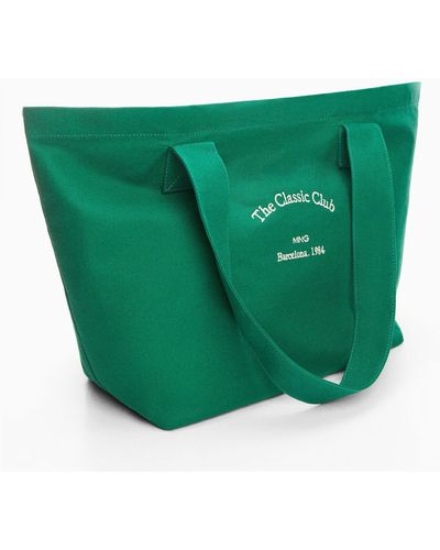 Mango Cotton Shopper Bag Billiard - Green