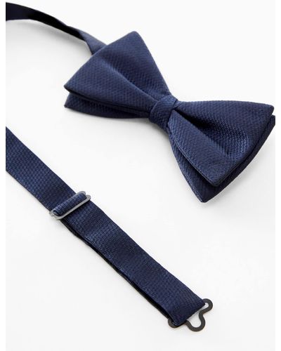 Mango Classic Bow Tie With Microstructure Dark - Blue
