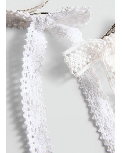 Mango Pack Of 2 Crochet Bow Pins - White