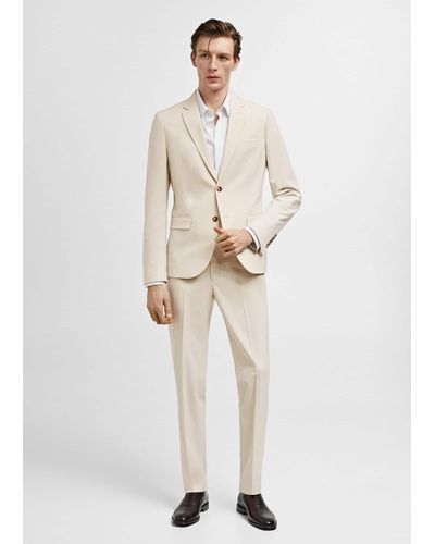 Mango Stretch Fabric Super Slim-fit Suit Trousers - Natural