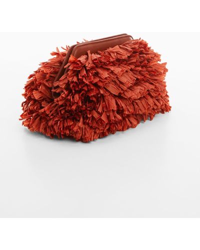 Mango Fringed Clutch Bag Burnt - Red