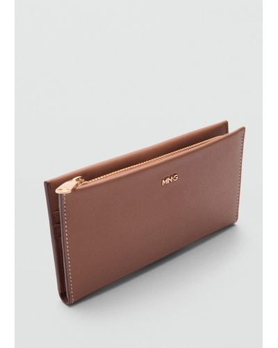 Mango Embossed Wallet With Logo - Brown