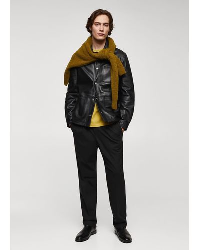 Mango 100% Nappa Leather Jacket - Black