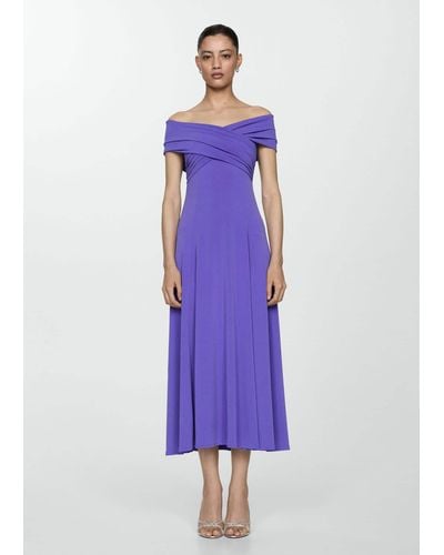 Mango Off-shoulders Dress - Purple