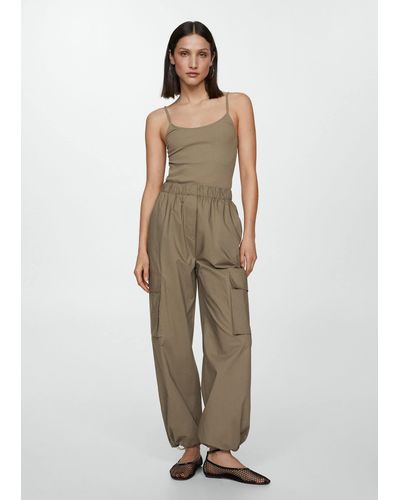 Mango Parachute Overall With Braces - Natural