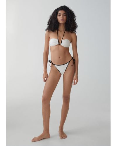 Mango Contrasting Bikini Top - White