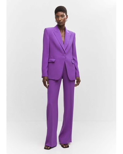 Mango Suit Jacket With Buttons - Purple