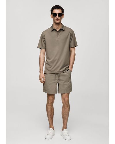 Mango Slim-fit Quick-drying Polo Shirt - Natural
