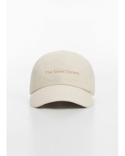 Mango Embroidered Message Cap - White