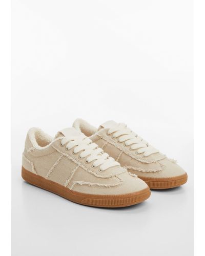 Mango Trainers With Frayed Details - White