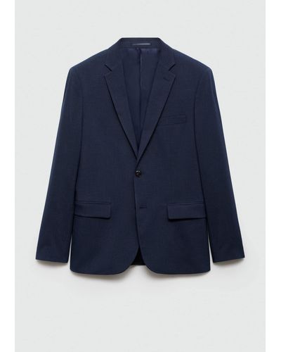 Mango Super Slim-fit Suit Jacket In Stretch Fabric Ink - Blue