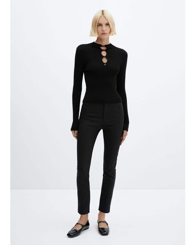 Mango Crop Skinny Trousers - Black