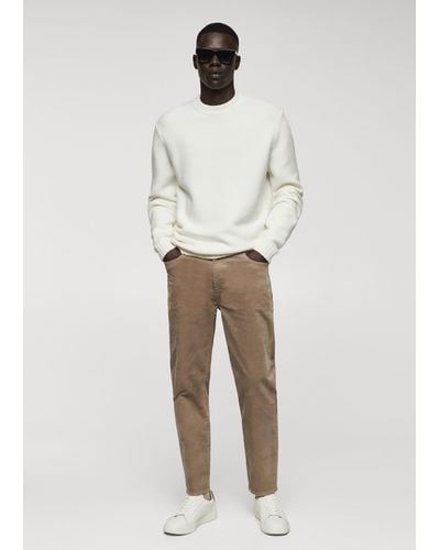 Mango Micro-corduroy Slim-fit Trousers - White