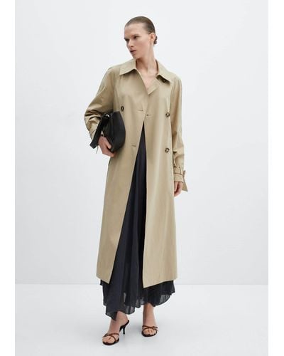 Mango Double-breasted Cotton Trench Coat - White