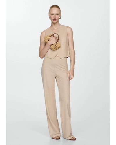 Mango Flowy Straight-fit Trousers - Natural