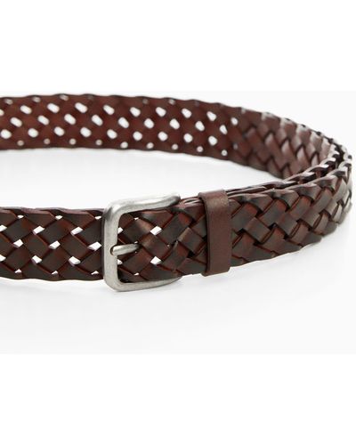 Mango Braided Leather Belt - Brown