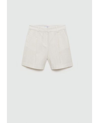 Mango Striped Cotton Bermuda Shorts Sky - White