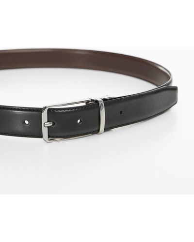 Mango Leather Reversible Belt - Black