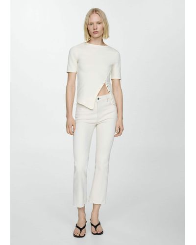 Mango Crop Flared Jeans - White