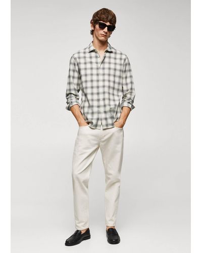 Mango Slim-fit Cotton Seersucker Shirt Off - White