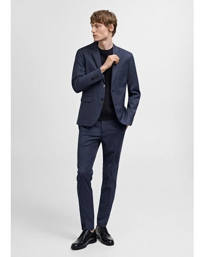 Mango Super Slim-fit Suit Jacket In Stretch Fabric Indigo - Blue