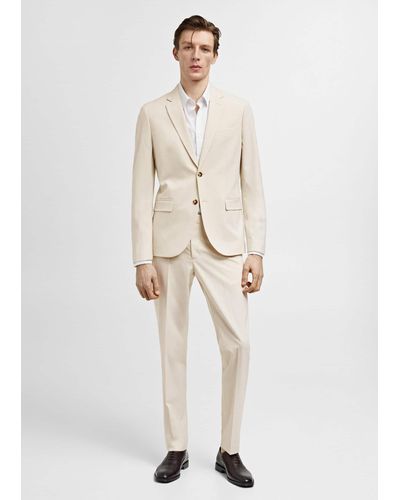 Mango Super Slim-fit Suit Jacket In Stretch Fabric - Natural