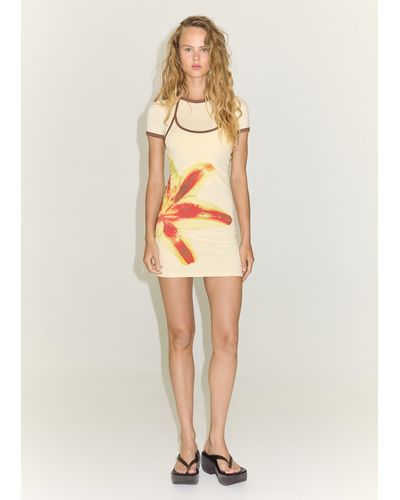 Mango Contrasting Print Dress - White