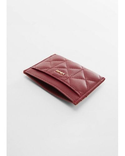 Mango Quilted Cardholder With Logo - Red