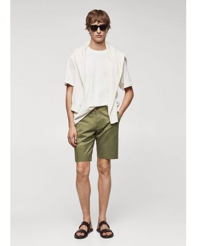 Mango Slim-fit Chino Cotton Bermuda Shorts - Natural